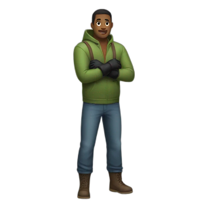 man wearing gloves full body sticker