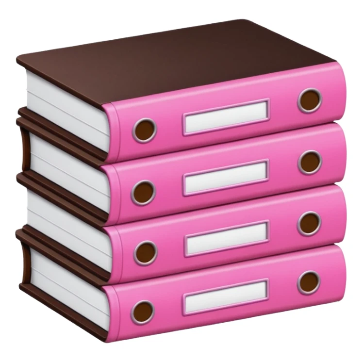 pink and dark brown file pile of 3 sticker