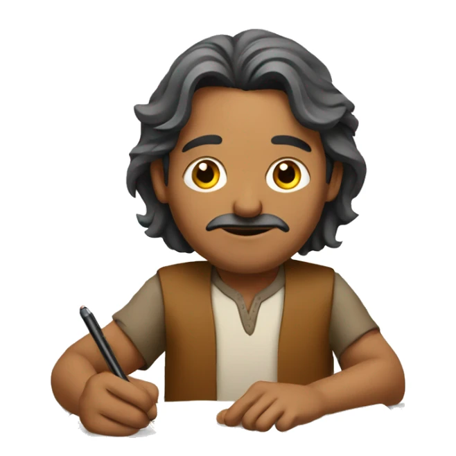 indian man writing on paper sticker