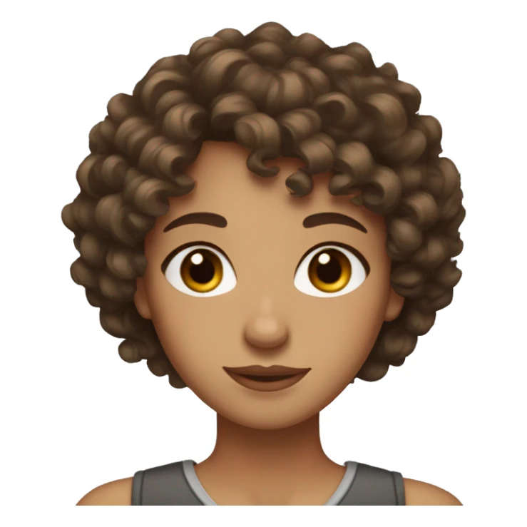 brunette curly girl with short hair bangs and light brown eyes sticker