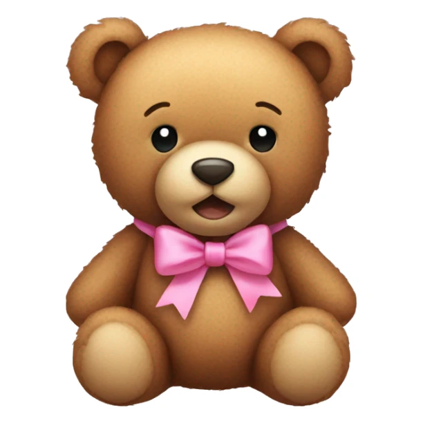 Teddy bear with a pink bow around the neck sticker