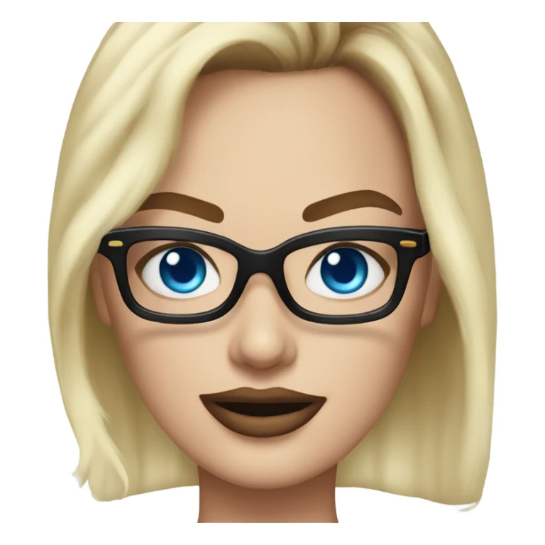 margot robbie with blue eyes, wearing black glasses  sticker