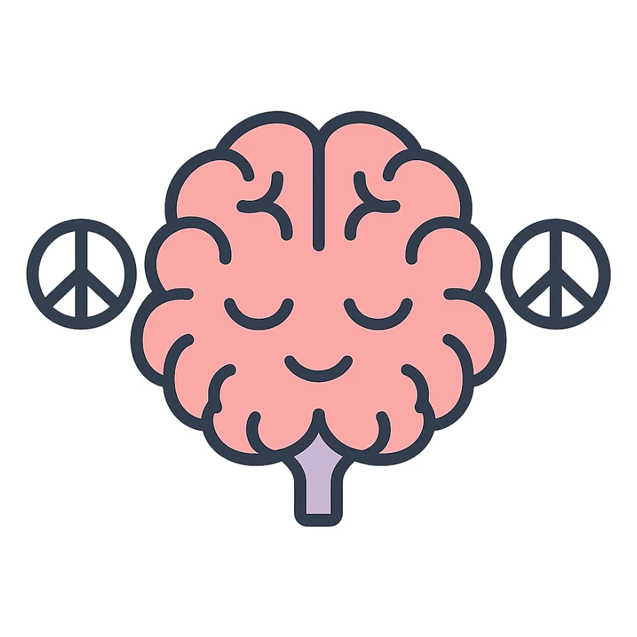 icon representing mental health, calm mind, peaceful brain, soft colors, modern style sticker
