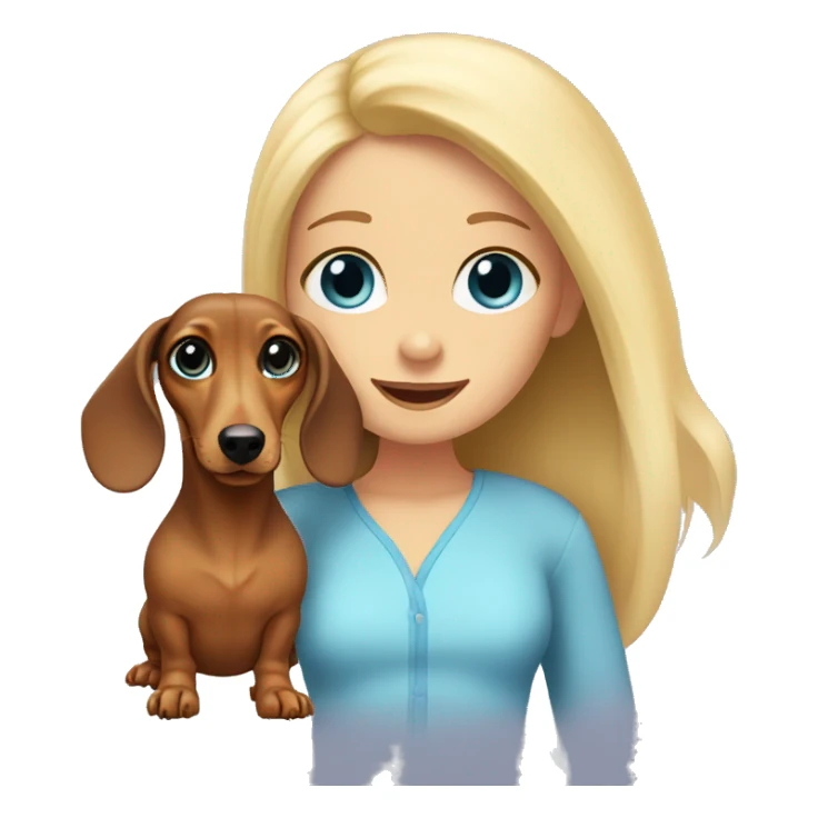 dachshund with a blonde girl with blue eyes sticker