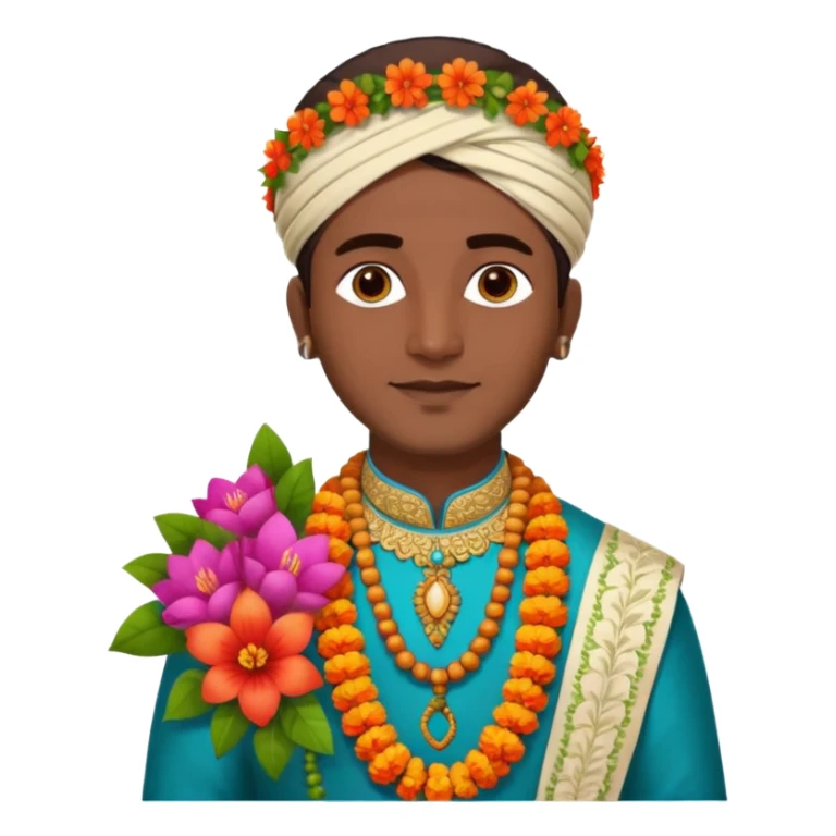 indian groom holding garland sticker