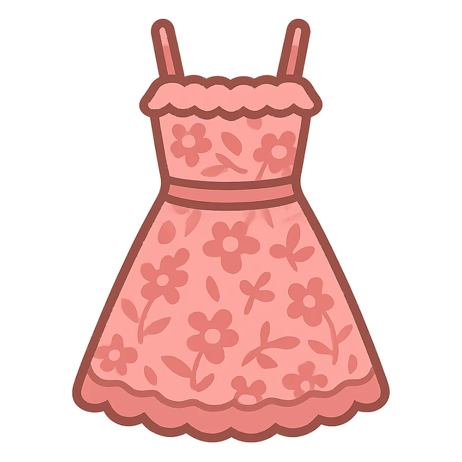 frilly lacey floral pink summer sundress, flat twitter-style emoji sticker