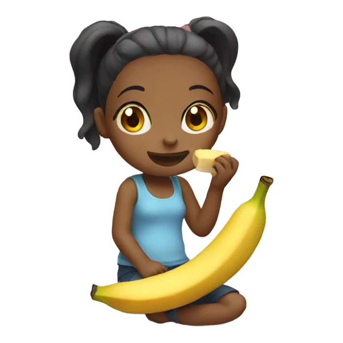 Girl eating banana sticker