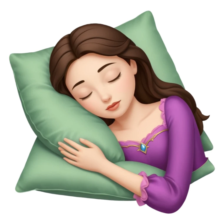 sleeping beauty brunette white girl with a silk pillow sticker