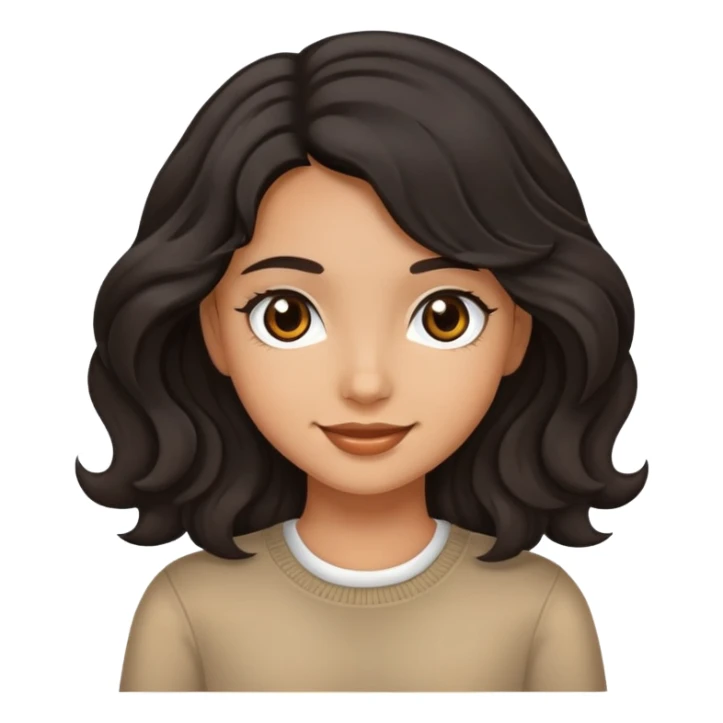 tan girl with black wavy hair and dark brown eyes sticker