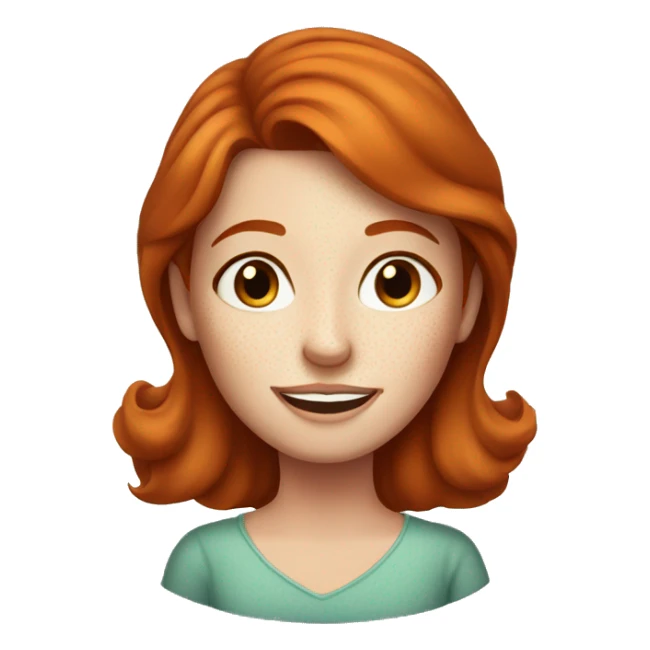 Redhead lady in 30s with freckles at home  sticker