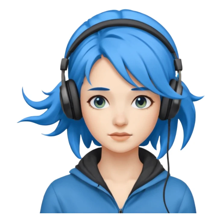 blue wind haired woman with headphone sticker