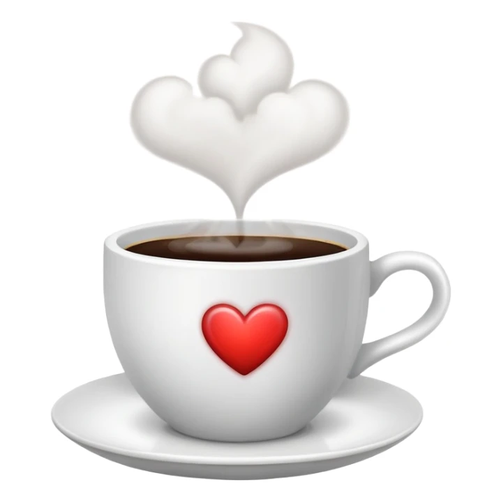 steaming coffee cup with heart-shaped steam sticker