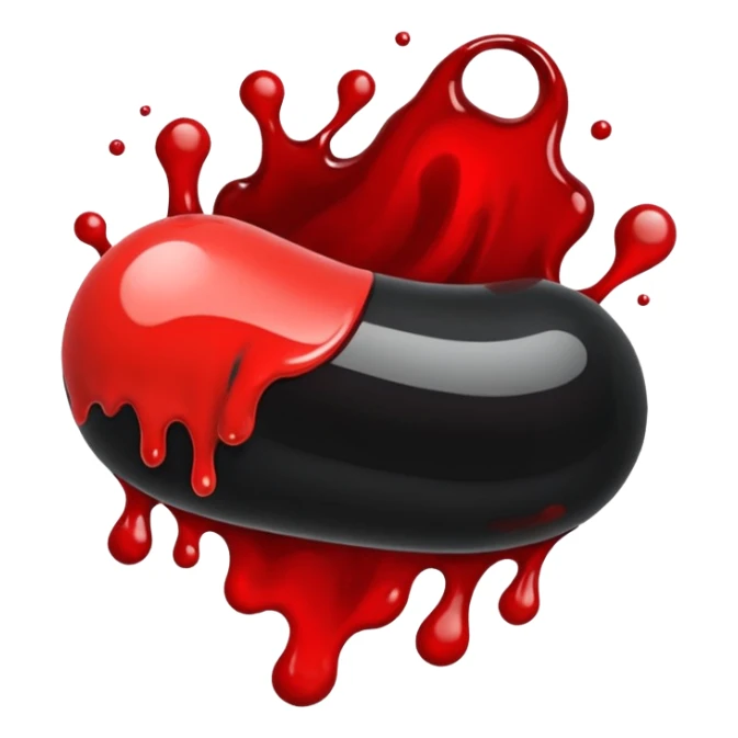 blood emoji that is a mix of red & black sticker