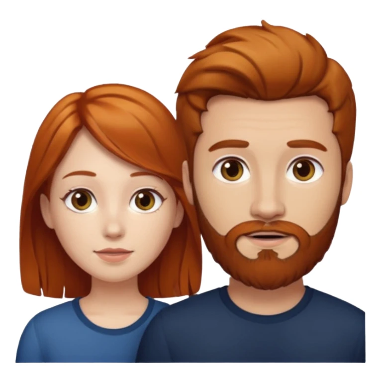 👩🏼‍❤️‍👨🏽 Something like this, but make the guy more lighter and give the girl a bit more red hair like ginger style make the guy have dark brown hair, same with the beard and add her in the middle top sticker