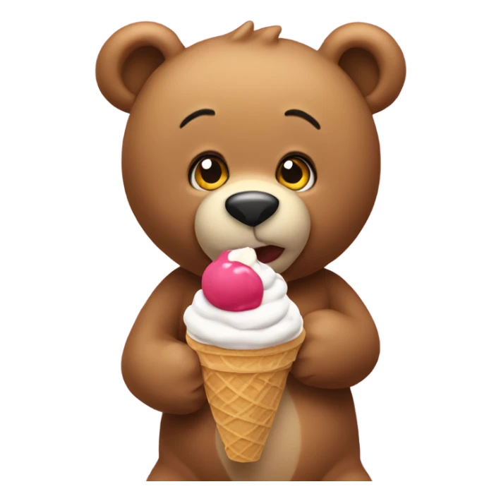 Teddy bear eating an ice cream cone  sticker