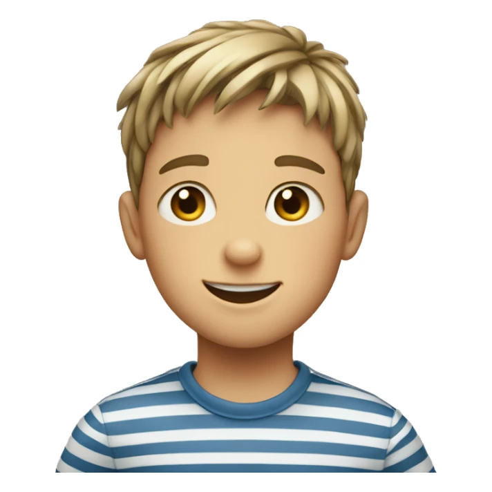 smiling boy in striped shirt sticker