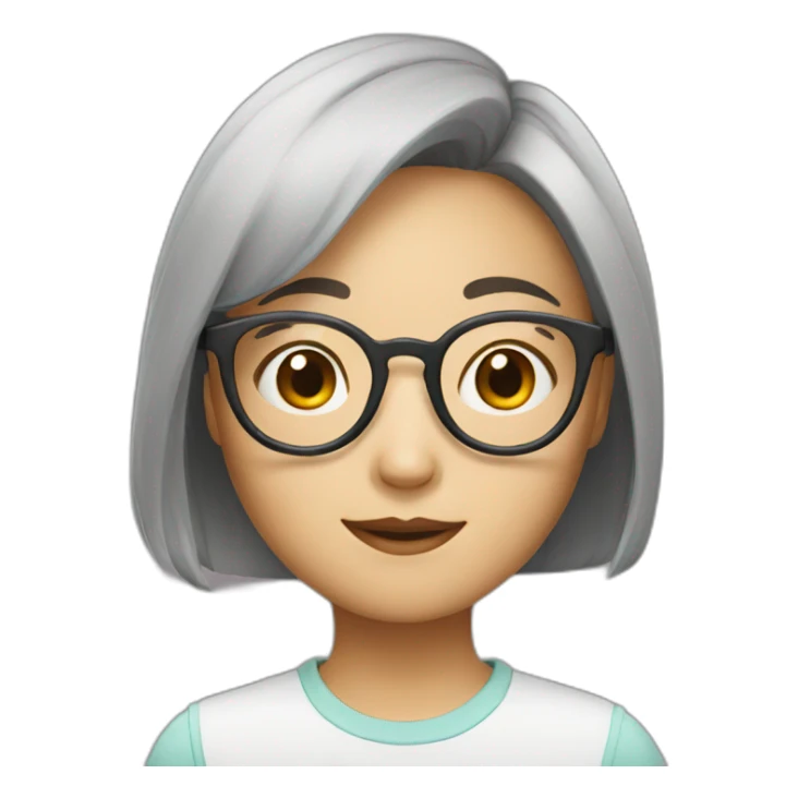 Asian girl with glasses sticker