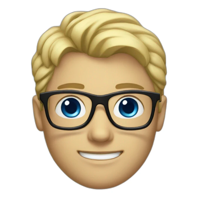 A blonde guy with black glasses, palid skik tone with blue eyes sticker
