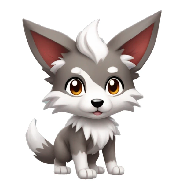 Kawaii Chibi Poochyena-Rocruff-Lycanroc-Pokémon Full Body sticker