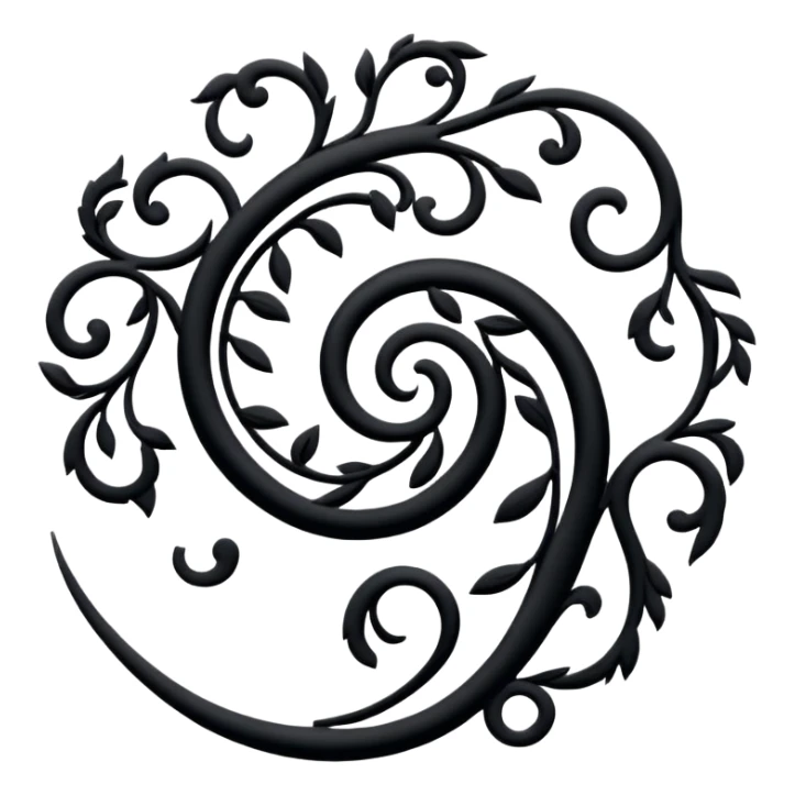 Simple black spiral floral filigree sticker