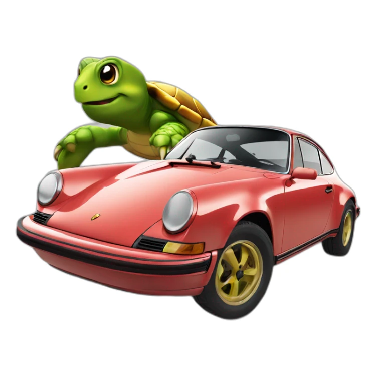 Une Porsche avec une tortue dessus sticker