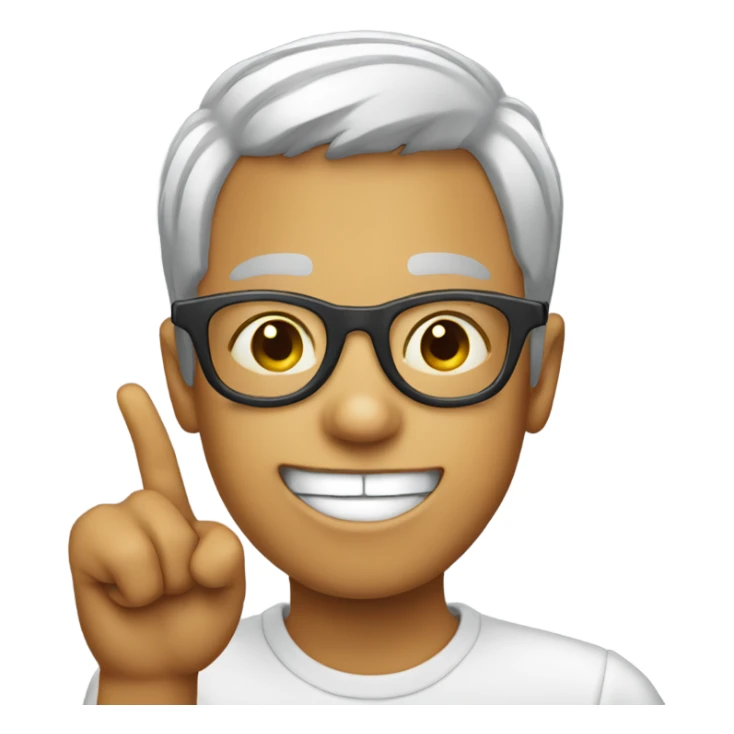 boy with finger in mouth wearing silly glasses sticker