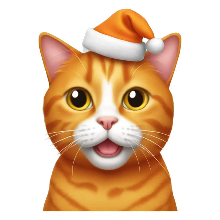 Orange cat wearing Christmas hat sticker