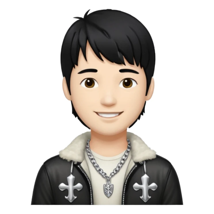 chrome hearts,man, black hair,white,normal,messy fringe sticker