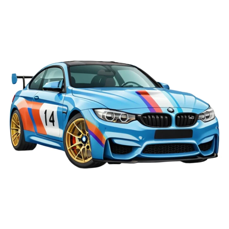A retro sticker of a BMW M4 competition  sticker