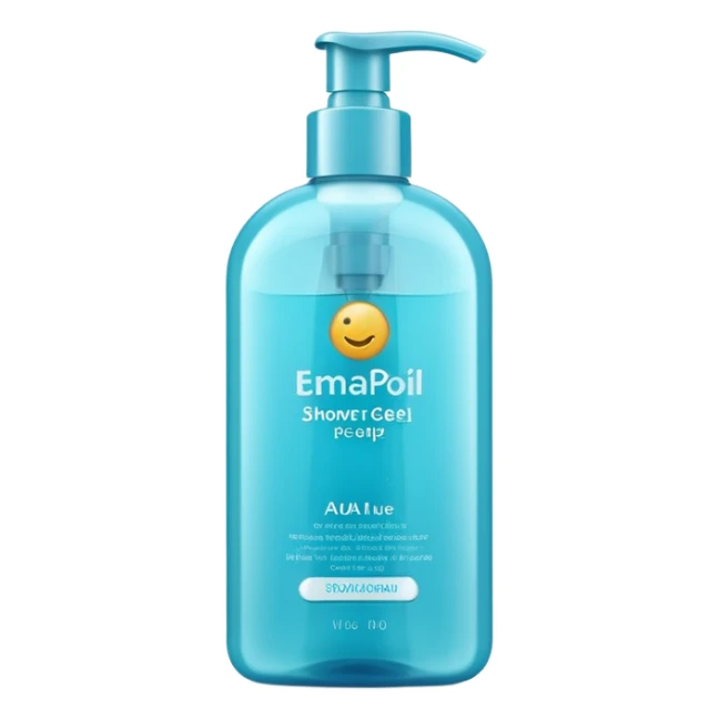 shower gel bottle sleek curved pump or flip-top cap semi-transparent or opaque aqua blue mint green or lavender shiny smooth plastic hint of gel inside no branding bubbles or faces clean 3D soft shadows transparent background emoji scale sticker