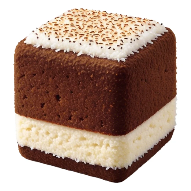cinematic-realistic-lamingtons-dessert-emoji,-depicted-as-soft-sponge-squares-coated-in-chocolate-on all sides with coconut sprinkled on all side-rendered-with-mouth‚watering-detail-and-vibrant-lighting sticker