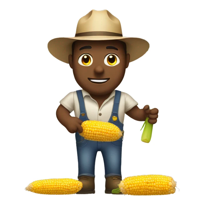 A farmer that slap a person with corn  sticker