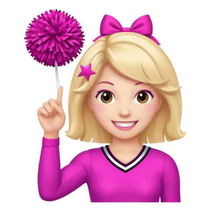 football cheerleader, holding a cheering, pink and twinkle sticker
