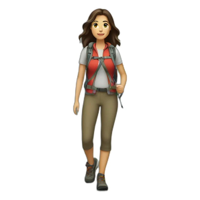 Brunette hiking woman sticker