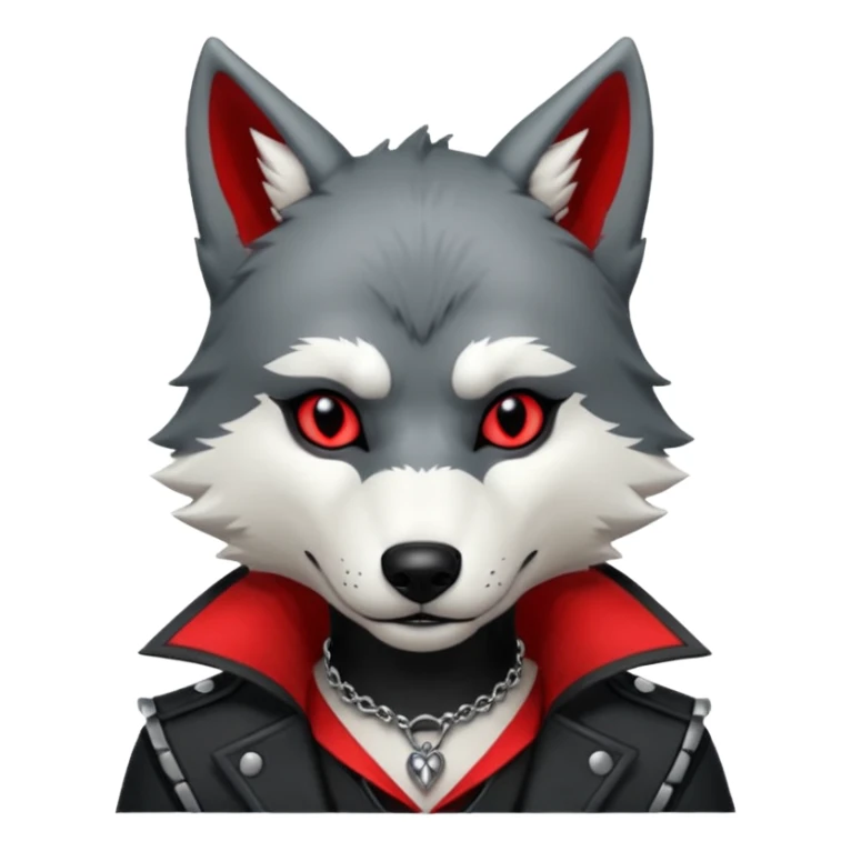 Anthropomorphic Anthro Furry punky gothic black white and red badass cool stylish handsome smexy Animal-furry-fursona sticker