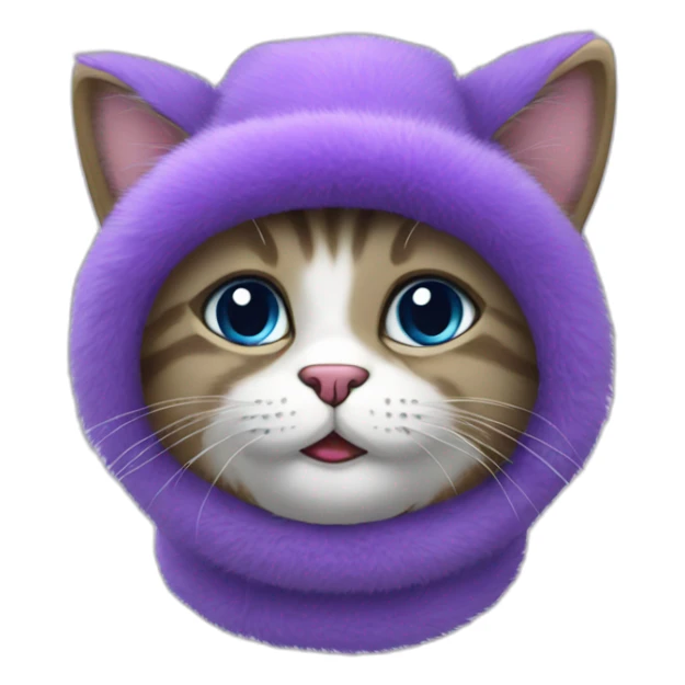 purple furry cat in ushanka sticker
