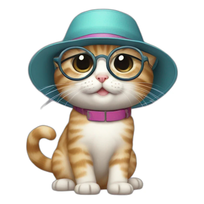 kitten with Nintendo ds with glasses and a spinning hat on sticker
