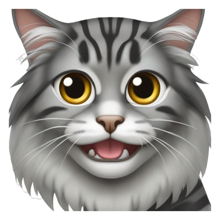 domestic long haired black and grey tabby cat with angrily slanted eyes sticker
