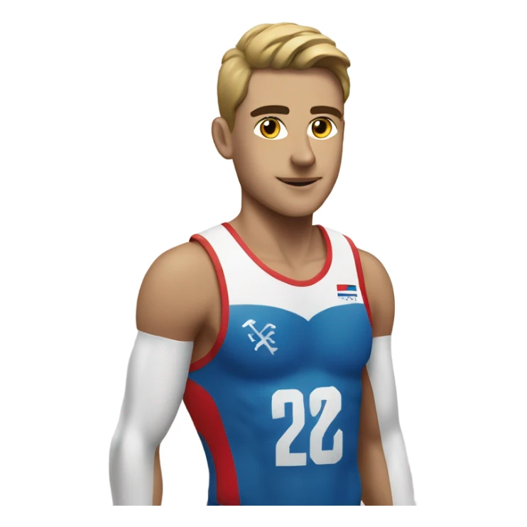 European athlete with a heart sticker