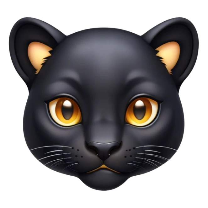 Cinematic Cute Panther Portrait Emoji, Head tilted playfully and inquisitively, with a smooth, streamlined form accentuated by a subtle sheen and round, sparkling eyes filled with charm, Simplified yet irresistibly adorable features, highly detailed, glowing with a warm, inviting glow, high shine, affectionate and lively, stylized with a touch of whimsical mystery, bright and endearing, soft glowing outline, capturing the essence of a mischievous yet loving panther that seems as if it could pounce out of the screen into your arms! sticker