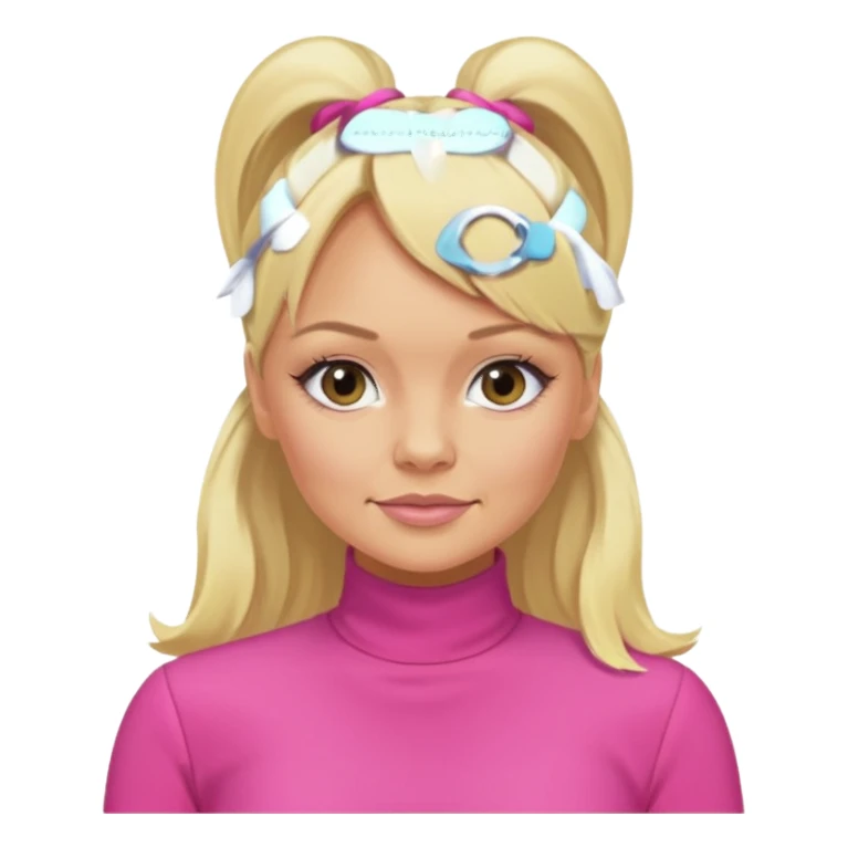 Emma Bunton with blonde ponytail hair and pink outfit sticker