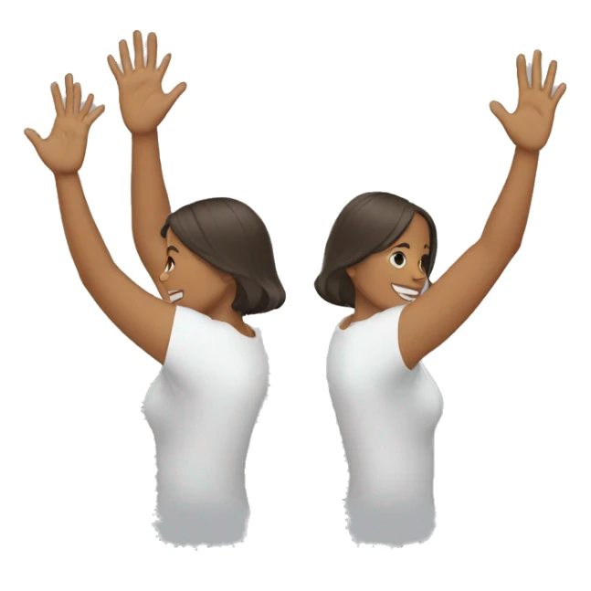 Woman with visible feet with both hands in the air sticker