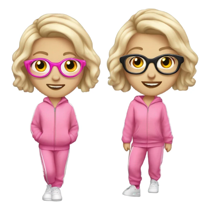 dancing-fair-haired-white-girl-pink-oversize-tracksuit wearing glasses  sticker