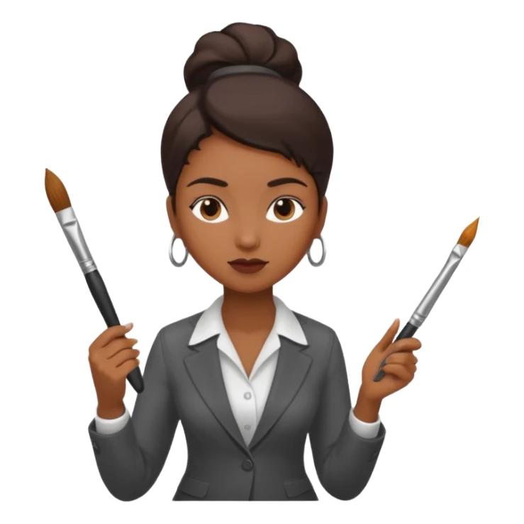 business woman painting sticker