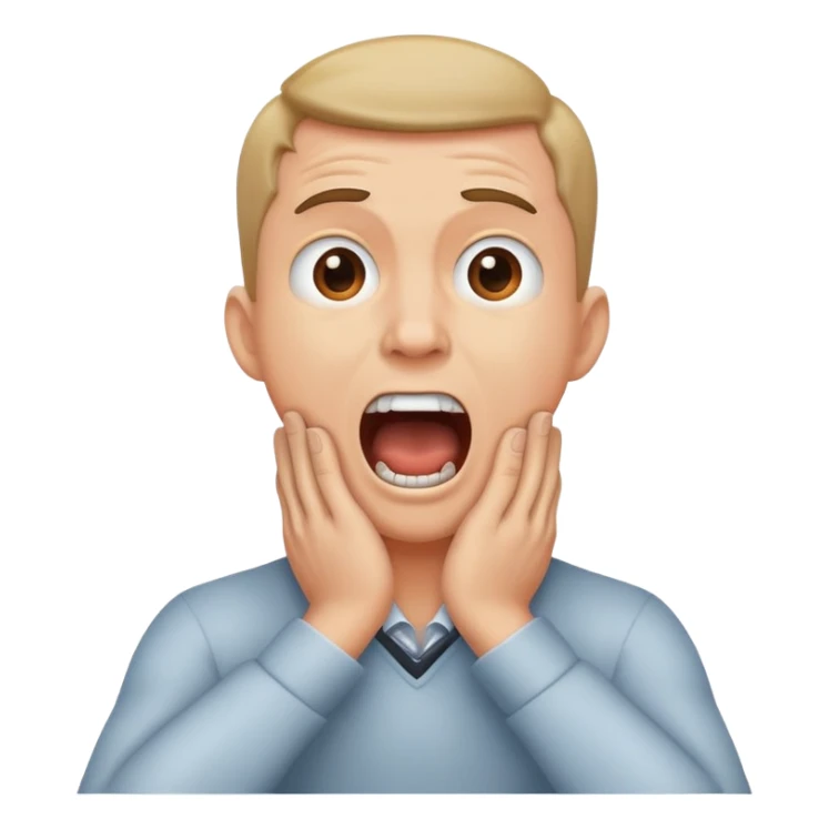 Man with hands crossed grabbing his neck and screaming sticker