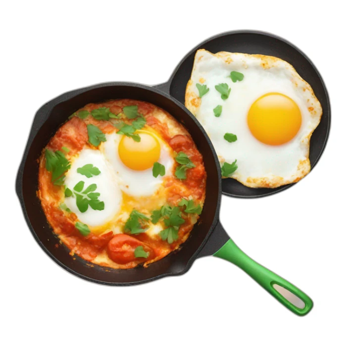 shakshuka with one egg only and a green pan sticker