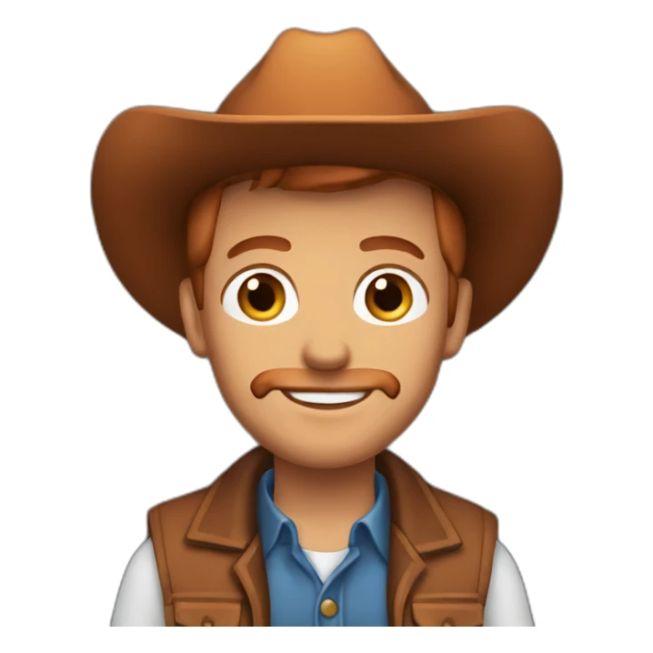 Cowboy man blue eyes slick copper hair clean shaven sticker