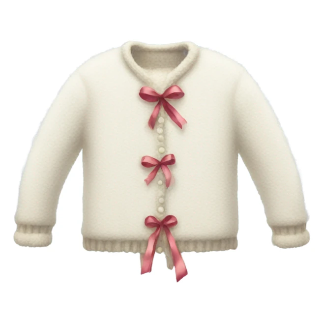 White fuzzy sweater with ribbons  sticker