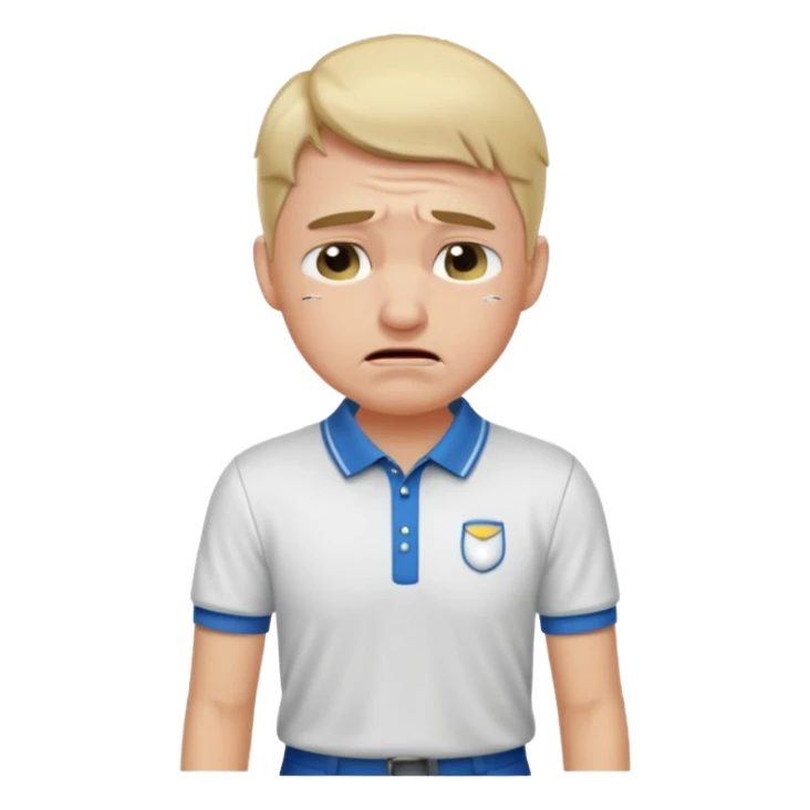 Handsome male.wearing golf shirt and shorts.crying sticker