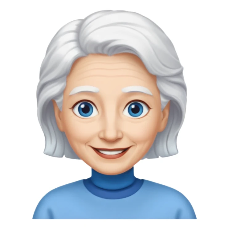 abuela con ojos azules, pelo blanco, tez blanca sticker